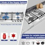 Weceleh 24 inch Gas Cooktop Stove Top 4 Burners Bulit-in Gas Stove 27400BTU with Thermocouple Protection,Easy Knob Control,NG/LPG Convertible Stainless Steel Easy Clean for Kitchen