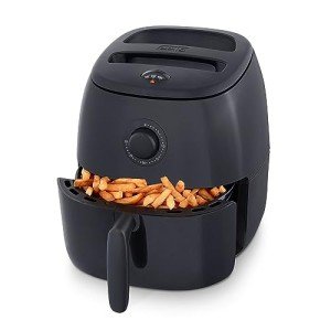 DASH Tasti-Crisp™ Electric Air Fryer Oven, 6 Qt. Family Size, Black – Compact Air Fryer with Large Basket for Healthier Food in Minutes, Ideal for Small Spaces - Auto Shut Off, Analog, 1700-Watt