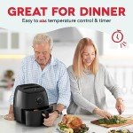 DASH Tasti-Crisp™ Electric Air Fryer Oven, 6 Qt. Family Size, Black – Compact Air Fryer with Large Basket for Healthier Food in Minutes, Ideal for Small Spaces - Auto Shut Off, Analog, 1700-Watt