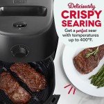 DASH Tasti-Crisp™ Electric Air Fryer Oven, 6 Qt. Family Size, Black – Compact Air Fryer with Large Basket for Healthier Food in Minutes, Ideal for Small Spaces - Auto Shut Off, Analog, 1700-Watt