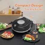 YIBAKE Stone Pizza Oven, 12'' Indoor Electric Pizza Maker, 1200W Countertop Pizza Maker Machine with Dual Temp Control, Crispy Crust Pizzas in Minutes, Black
