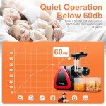 Cold Press Juicer, Aobosi Juicer Machine,Slow Masticating Juicers Machines with Reverse Function, Quiet Motor, High Juice Yield with Juice Jug & Brush for Cleaning (Red)