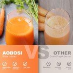 Cold Press Juicer, Aobosi Juicer Machine,Slow Masticating Juicers Machines with Reverse Function, Quiet Motor, High Juice Yield with Juice Jug & Brush for Cleaning (Red)