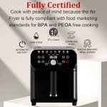 WHUTO Air Fryer, 6.2QT Air Fryer Oven with LED Digital Touchscreen, 12 Preset Cooking Functions Air fryers, Bake, Reheat, Keep Warm, Nonstick and Dishwasher-Safe Basket, Stainless Steel/Black