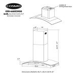 COSMO COS-668ICS900 36 in. Lumin Collection 380 CFM Ducted Island Range Hood, Soft Touch Controls, LED Lights, Stainless Steel