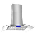 COSMO COS-668ICS900 36 in. Lumin Collection 380 CFM Ducted Island Range Hood, Soft Touch Controls, LED Lights, Stainless Steel