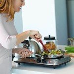 OVENTE Countertop Infrared Double Burner, 1700W Electric Hot Plate and Portable Stove with 7.75" and 6.75" Ceramic Glass Cooktop, 5 Level Temperature Setting and Easy to Clean Base, Silver BGI102S