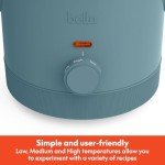bella 1.5 Qt Slow Cooker with 3 Heat Manual Control, EverGood™ Ceramic Nonstick Coating, Dishwasher Safe Stoneware Pot and Tempered Glass Lid, Tangle Free Cord Wrap & Cool Touch Handles, Surf