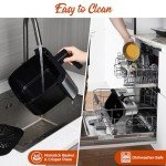 Kitchen Elite®Air Fryer with 360° turbo airflow technology, 8 Preset Functions, 8 Qt Family Size with Probe Thermometer ,Nonstick Square Air Fryer Basket with Window, Auto Shut Off Feature, Black