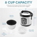 AROMA Professional Digital Rice Cooker, Multicooker, 4-Cup (Uncooked) / 8-Cup (Cooked), Steamer, Slow Cooker, Oatmeal Cooker, STS, Auto Keep Warm, 2 Qt, Stainless Steel Exterior, ARC-954SBD