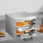 VEVOR Commercial Pizza Oven Countertop, 14" Double Deck Layer, Stainless Steel Electric Pizza Oven with Stone and Handle, Multipurpose Indoor Pizza Maker for Restaurant Home Pretzels Baked
