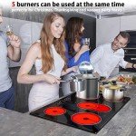 Noxton Electric Cooktop 30 Inch 5 Burners Electric Stove Top, Built-in Electric Radiant Ceramic Cooktop with Sensor Touch Control, Child Safety Lock, Timer, Pause, 8400W with Hard Wire for 220V~240V