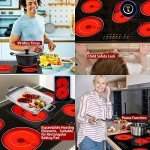 Noxton Electric Cooktop 30 Inch 5 Burners Electric Stove Top, Built-in Electric Radiant Ceramic Cooktop with Sensor Touch Control, Child Safety Lock, Timer, Pause, 8400W with Hard Wire for 220V~240V