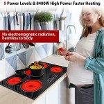 Noxton Electric Cooktop 30 Inch 5 Burners Electric Stove Top, Built-in Electric Radiant Ceramic Cooktop with Sensor Touch Control, Child Safety Lock, Timer, Pause, 8400W with Hard Wire for 220V~240V
