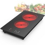 GIHETKUT Electric Cooktop,Built-in and Countertop Electric Stove Top, 2100W 110V Electric Burner 9 Heating Level, Timer & Kid Safety Lock, Sensor Touch Control 2 Burner Electric Cooktop.