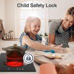 GIHETKUT Electric Cooktop,Built-in and Countertop Electric Stove Top, 2100W 110V Electric Burner 9 Heating Level, Timer & Kid Safety Lock, Sensor Touch Control 2 Burner Electric Cooktop.