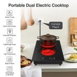 GIHETKUT Electric Cooktop,Built-in and Countertop Electric Stove Top, 2100W 110V Electric Burner 9 Heating Level, Timer & Kid Safety Lock, Sensor Touch Control 2 Burner Electric Cooktop.