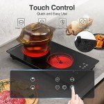 GIHETKUT Electric Cooktop,Built-in and Countertop Electric Stove Top, 2100W 110V Electric Burner 9 Heating Level, Timer & Kid Safety Lock, Sensor Touch Control 2 Burner Electric Cooktop.