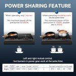 Double Induction Cooktop AMZCHEF Induction Cooker 2 Burners, Low Noise Electric Cooktops With 1800W Sensor Touch, 20 Temperature & Power Levels,Independent Control,3-hour Timer, Safety Lock