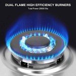 ThermoMate Light 30 Inch Gas Cooktop, Built In Gas Rangetop with 5 High Efficiency Burners, NG/LPG Convertible Stainless Steel Gas Stove Top with Thermocouple Protection, 120V AC