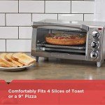 BLACK+DECKER 4-Slice Toaster Oven, TO1745SSG-1A, Even Toast, 4 Cooking Functions Bake, Broil, Toast and Keep Warm, Removable Crumb Tray, Timer