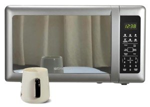 Emerson MW7601SL Compact Countertop Microwave Oven with Sleek Mirrored Finish Door 10 Power Levels, 6 Auto Menus, Glass Turntable and Child Safe Lock, 0.7 Cu. Ft, Silver
