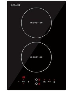 Empava Electric Stove Induction Cooktop Vertical with 2 Burners Vitro Ceramic Smooth Surface Glass in Black 120V, 12 Inch