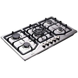Deli-kit 34 inch Gas Cooktop Dual Fuel Sealed 5 Burners Stainless Steel Drop-In Gas Hob DK258-A05 Gas Cooker