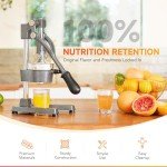 CO-Z Hand Press Juicer Machine, Manual Orange Juicer and Professional Citrus Juicer for Orange Juice Pom Lime Lemon Juice, Commercial Lemon Squeezer, Easy to Clean, Gray