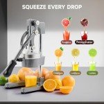 CO-Z Hand Press Juicer Machine, Manual Orange Juicer and Professional Citrus Juicer for Orange Juice Pom Lime Lemon Juice, Commercial Lemon Squeezer, Easy to Clean, Gray