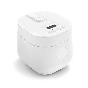 GreenLife Digital Rice Cooker, 2-Cups Uncooked/4-Cups Cooked, Removable Nonstick Ceramic PFAS-Free Pot, One-Touch Presets, Oats, Quinoa, Brown Rice, Auto Keep Warm, Fuzzy Logic Tech, 1.5 QT, White