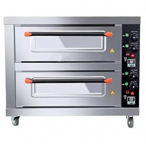 INTSUPERMAI Commercial Pizza Oven Double Deck Convection Oven 6400W 220V Commercial Cooker Double Electric Baking Ovens 20℃-350℃ Heating range