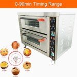 INTSUPERMAI Commercial Pizza Oven Double Deck Convection Oven 6400W 220V Commercial Cooker Double Electric Baking Ovens 20℃-350℃ Heating range