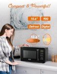 COMMERCIAL CHEF 0.9 Cubic Foot Microwave with 10 Power Levels, Small Microwave with Grip Handle, 900W Countertop Microwave with Digital Display, Door Lock and Kitchen Timer, Black