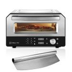 Culinary Chef Indoor Pizza Oven with Rapid Cooking, 3 Heat Modes, X-Large Rack, Dual Temperature Control, Preset Functions, Cutter, and Removable Stone, Stainless Steel