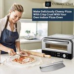 Culinary Chef Indoor Pizza Oven with Rapid Cooking, 3 Heat Modes, X-Large Rack, Dual Temperature Control, Preset Functions, Cutter, and Removable Stone, Stainless Steel