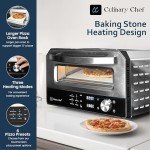 Culinary Chef Indoor Pizza Oven with Rapid Cooking, 3 Heat Modes, X-Large Rack, Dual Temperature Control, Preset Functions, Cutter, and Removable Stone, Stainless Steel
