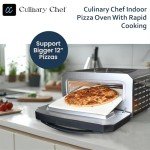 Culinary Chef Indoor Pizza Oven with Rapid Cooking, 3 Heat Modes, X-Large Rack, Dual Temperature Control, Preset Functions, Cutter, and Removable Stone, Stainless Steel