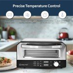 Culinary Chef Indoor Pizza Oven with Rapid Cooking, 3 Heat Modes, X-Large Rack, Dual Temperature Control, Preset Functions, Cutter, and Removable Stone, Stainless Steel