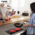 VBGK Electric Cooktop,110V 2100W Electric Stove Top with Knob Control, 9 Power Levels, Kids Lock & Timer, Hot Surface Indicator, Overheat Protection,12 Inch Built-in Radiant Double induction cooktop