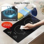 VBGK Electric Cooktop,110V 2100W Electric Stove Top with Knob Control, 9 Power Levels, Kids Lock & Timer, Hot Surface Indicator, Overheat Protection,12 Inch Built-in Radiant Double induction cooktop