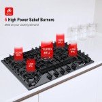 GASLAND Gas Cooktop 30 Inch, PRO GH2305EF 5 Burner Gas Stove Top, Built-in NG/LPG Convertible Gas Cooktops, Gas Countertop Plug-in with Thermocouple Protection, Black