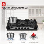 GASLAND Gas Cooktop 30 Inch, PRO GH2305EF 5 Burner Gas Stove Top, Built-in NG/LPG Convertible Gas Cooktops, Gas Countertop Plug-in with Thermocouple Protection, Black