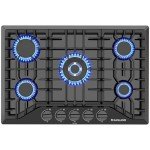 GASLAND Gas Cooktop 30 Inch, PRO GH2305EF 5 Burner Gas Stove Top, Built-in NG/LPG Convertible Gas Cooktops, Gas Countertop Plug-in with Thermocouple Protection, Black