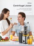 QCen Juicer Machine, 500W Centrifugal Juicer Extractor with 3” Wide Mouth Feed Chute for Fruits & Vegetables, Easy to Clean, Stainless Steel, BPA-Free