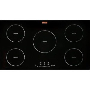 VEVOR Electric Cooktop, 5 Burners, 36'' Induction Stove Top, Built-in Magnetic Cooktop 9200W, 9 Heating Level Multifunctional Burner, LED Touch Screen w/Child Lock & Over-Temperature Protection