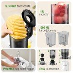 Juicer Machines, TUUMIIST Cold Press Juicer with 5.3" Extra Large Feed Chute Fit Whole Fruits & Vegetables Easy to Clean, High Juice Yield, BPA Free (White)