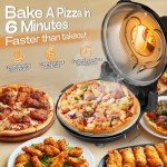 Upgrade Pizza Oven, Indoor Pizza Ovens Heats Up to 800˚F, 1200W Electric Pizza Oven, 12 Inch Pizza Maker with Viewing Window, Temperatures Control and Timer for Indoor and Outdoor Use