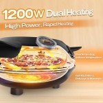Upgrade Pizza Oven, Indoor Pizza Ovens Heats Up to 800˚F, 1200W Electric Pizza Oven, 12 Inch Pizza Maker with Viewing Window, Temperatures Control and Timer for Indoor and Outdoor Use