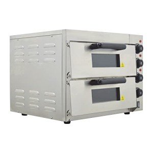 TECHTONGDA Commercial Pizza Oven Convection Oven with Pizza Stone 3KW Double-deck Electric Commercial Pizza Oven Bread Machine with 3 Thermostats